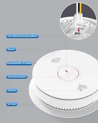 Miniatura 3 de SITERWELL Hardwired Interconnected Smoke Detector Carbon Monoxide Detector Combo with 2 AA Batteries Back Up, 2 in 1 Smoke and CO Detector with