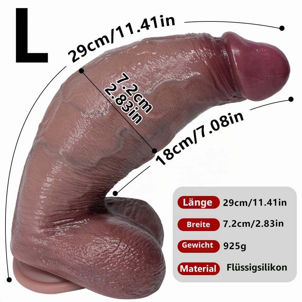 Groß Realistischer Dildo Analplug extra dick Analdildos mit Saugnapf Silikon Penis Nachbildung mit Echter Eichel und Hoden Buttplug Erotik Masturbator Sex Spielzeug für Frauen Männer (L)