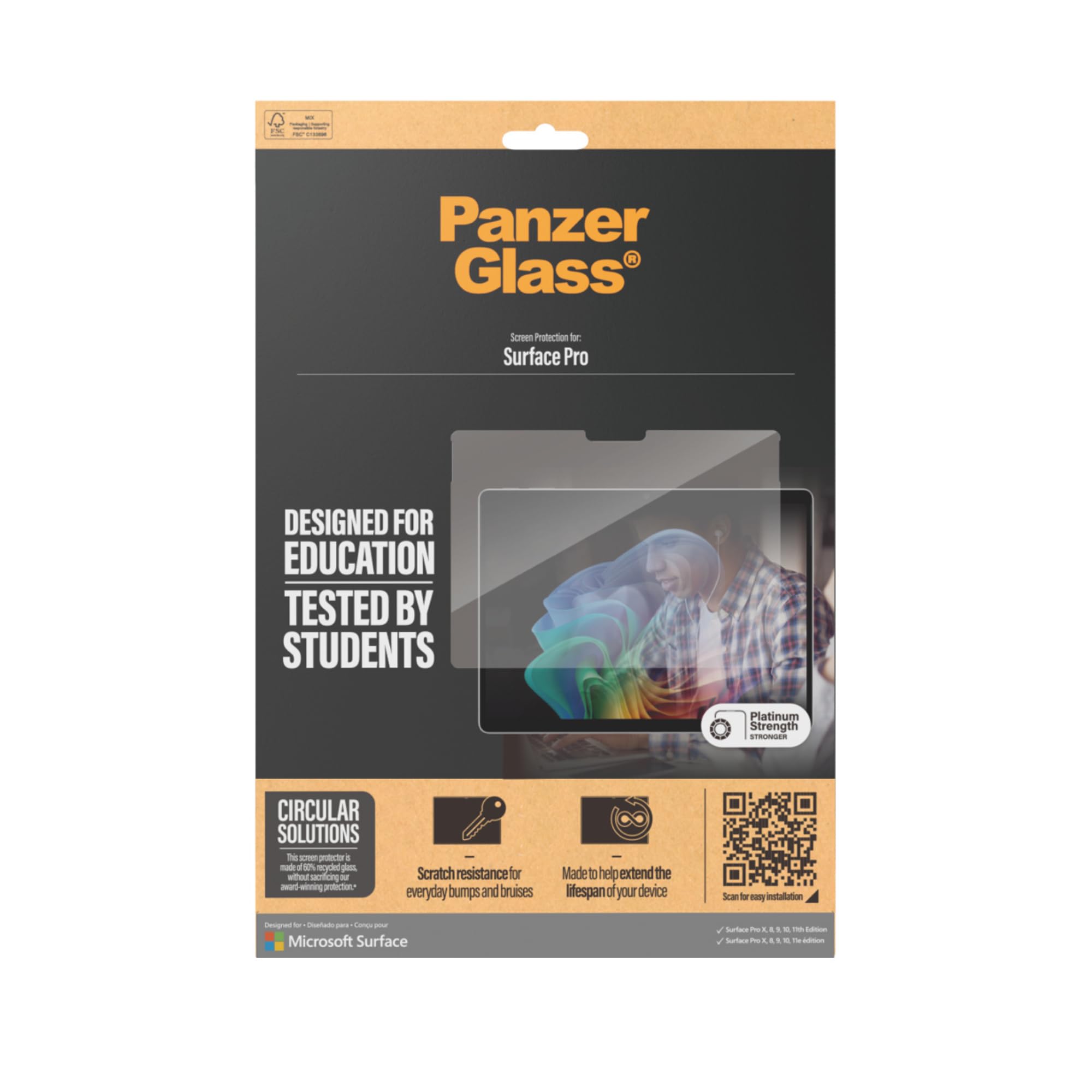 Panzerglass ? Displayschutz Microsoft Surface Pro X ? Pro 8 ? Pro 9 ? Pro 10 ? Pro 11 ? UltrA-Wide Fit, Microsoft, Microsoft - Surface Pro X, Microso