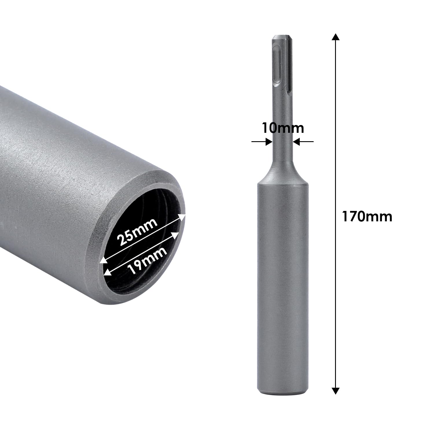 TOPWAY SDS Plus Ground Rod Driver 170 x diameter 19mm, 10mm Shank Diameter, for 3/4 Inch Ground Rods - Image 3