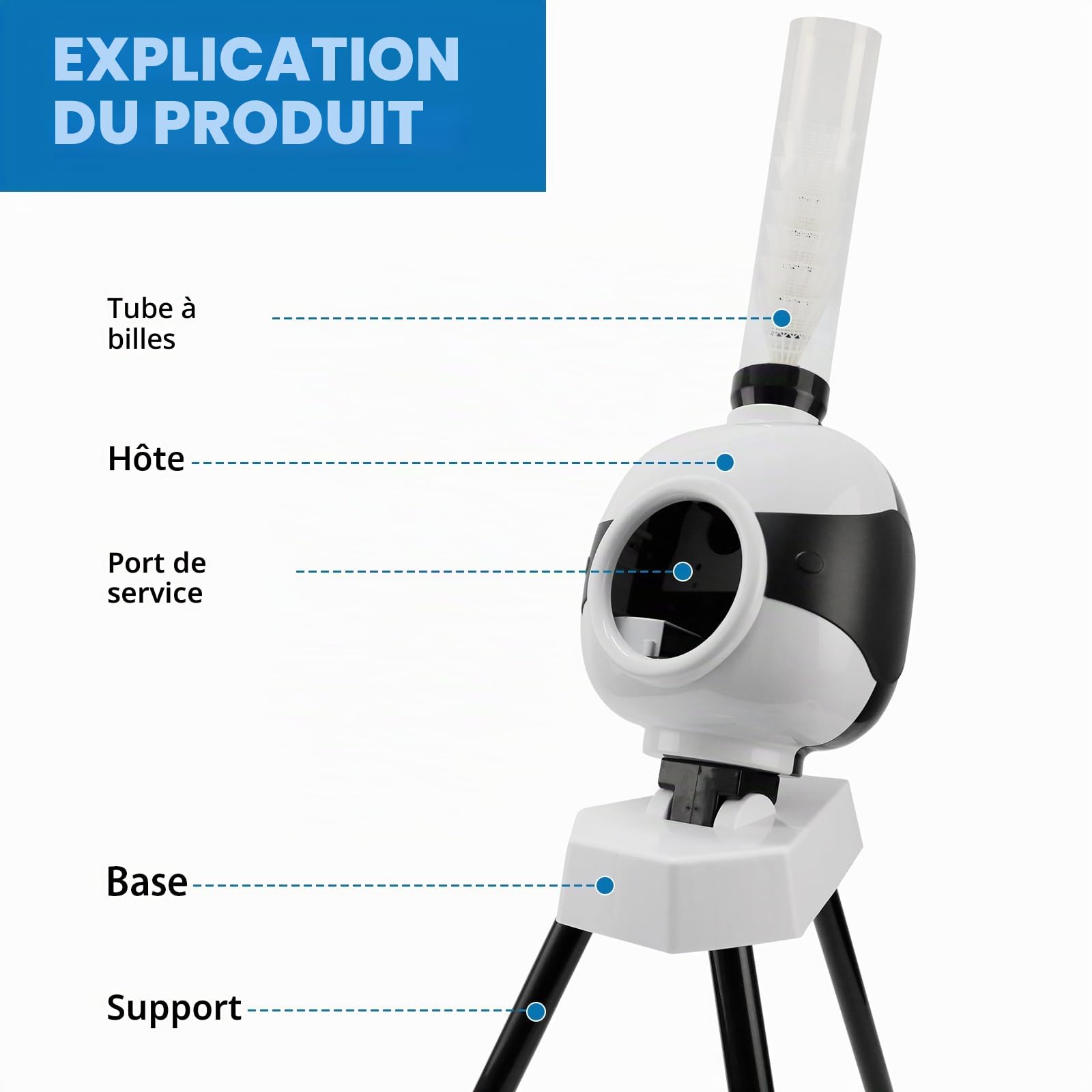 JAOGAUS Machine de Service de Badminton, Machines D'entraînement de Badminton | Lanceur Portable avec 12 Balles, Adapté aux Compétitions D'entraînement en Intérieur et en Extérieur
