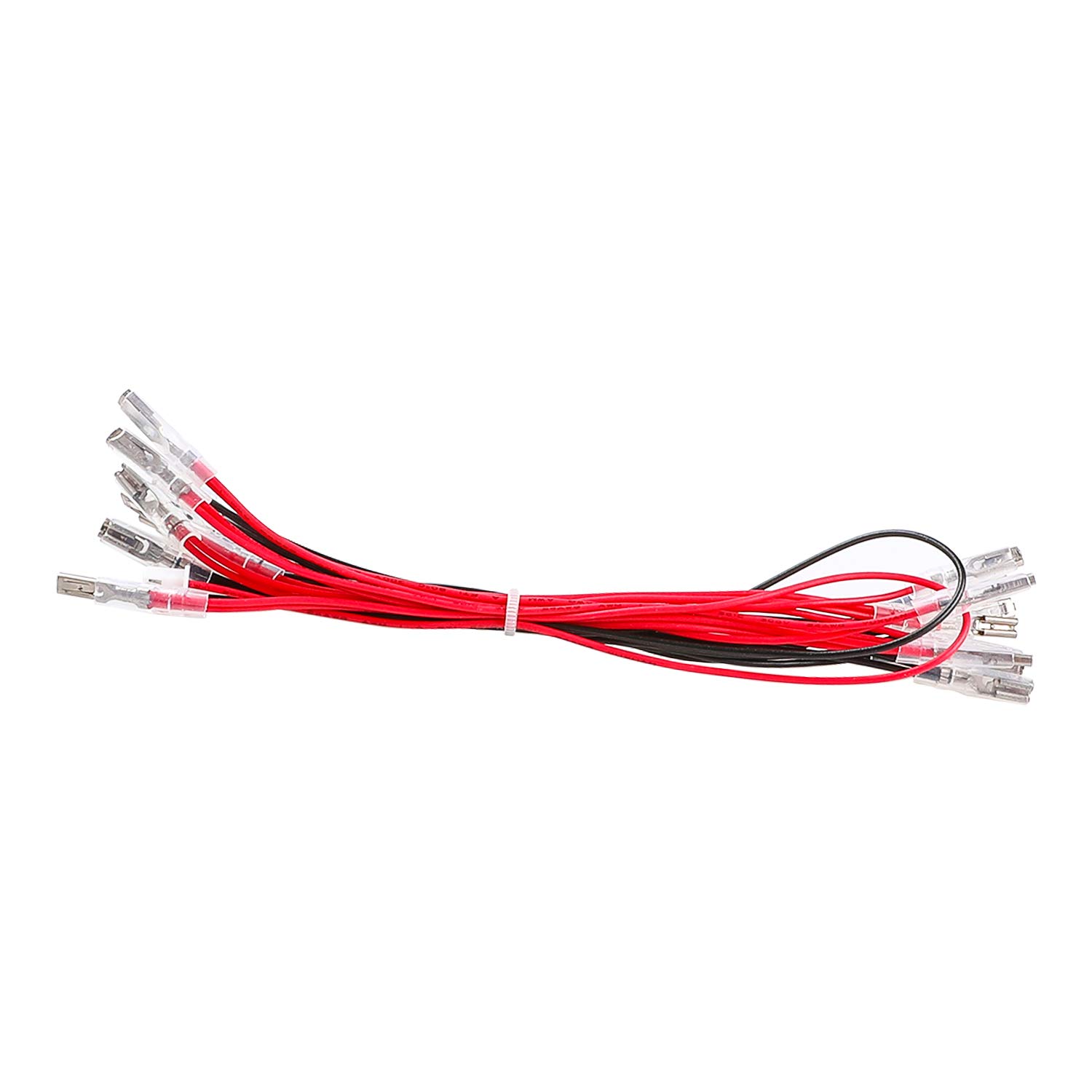 2 cavi di alimentazione LED Daisy Chain JST XH2.54 da spina a 2 pin a terminali da 2,8 mm, cablaggio illuminato con 20 pulsanti arcade LED per encoder USB Arcade, MAME, Arcade1Up, Raspberry Pi