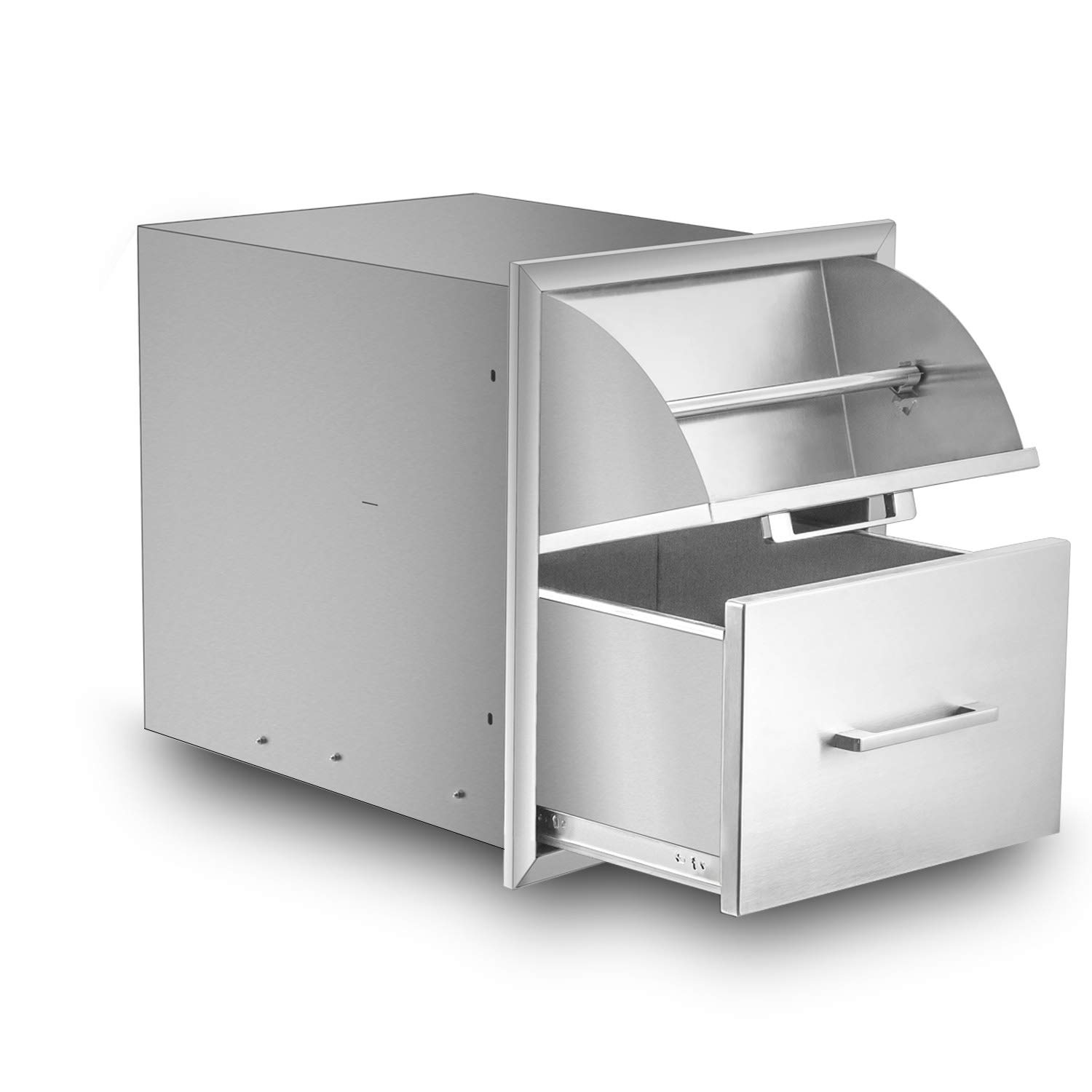 Stainless Steel Paper Towel Holder Double Drawer 17W21H21D Works with Your Grilling or Prep Zones for Easy &amp; Quick Cleanup