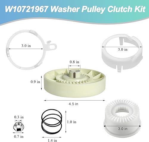 Miniatura 2 de W10721967 Washer Pulley Clutch Kit & W10006384 Drive Belt Fit for Whirlpool Kenmore Maytag Washing Machine Replaces PS10057144 W10006354 W10006356