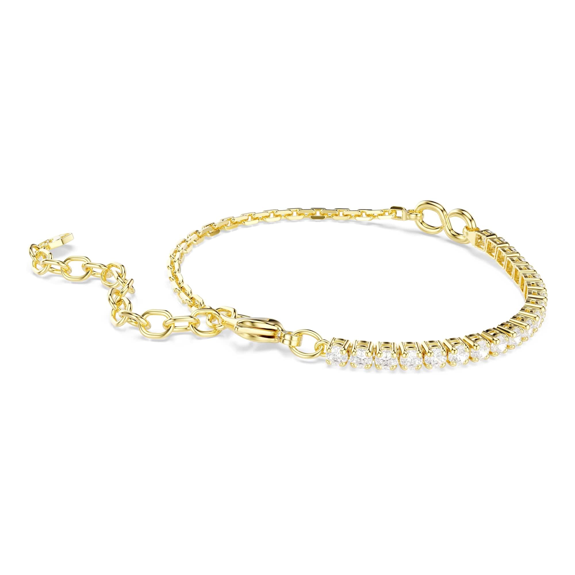 Swarovski Matrix Bracciale, Taglio Rotondo, Bianco, Finitura Oro 18 Carati