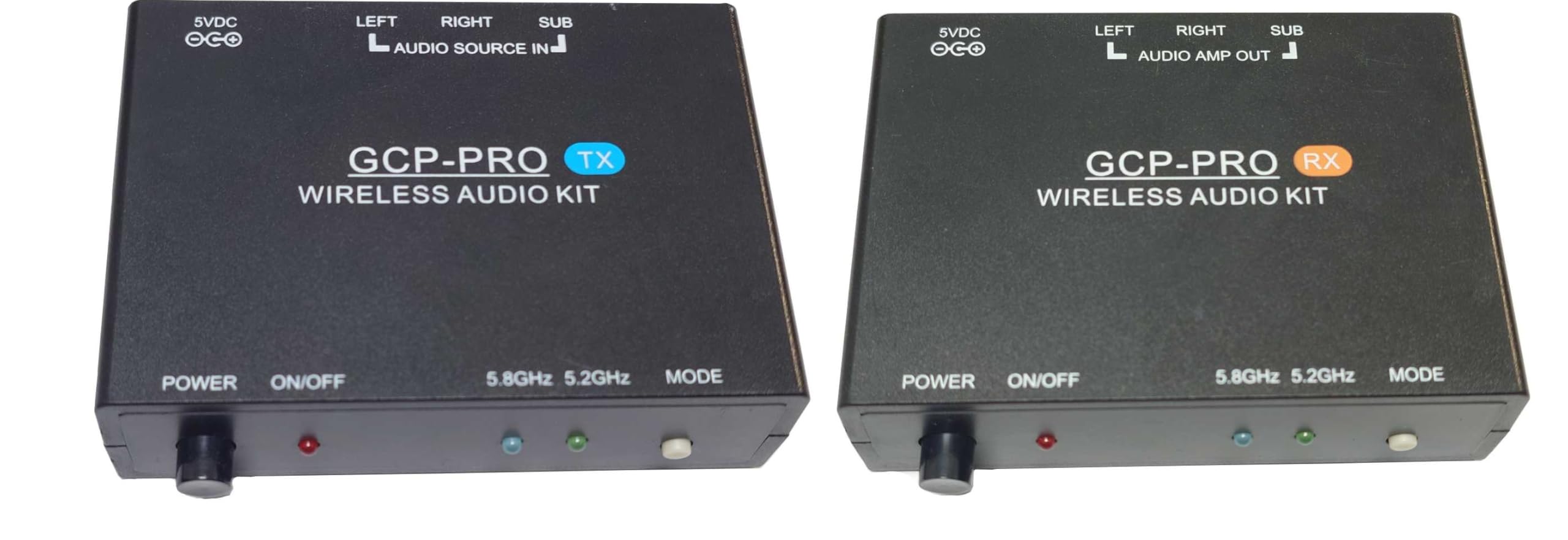 5.2GHz/5.8GHz Long Range Wireless Audio Transmitter and Receiver Extender Kit (Stereo Audio + Subwoofer)
