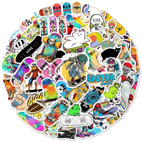 50 PCS Skateboard Stickers Cool Waterproof Stickers for Laptop Water Bottle...