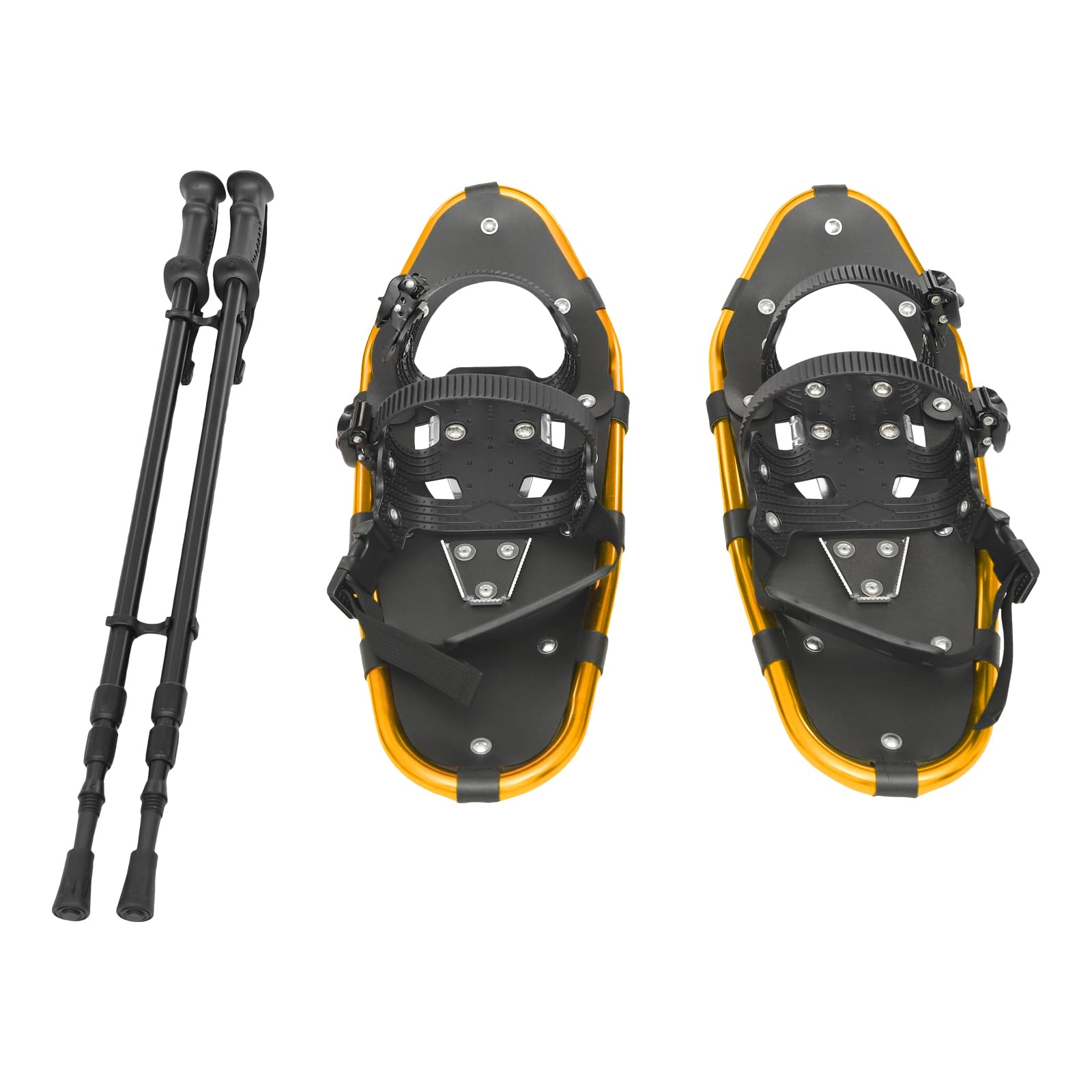 21 Inch/25 Inch Snowshoes, Snowshoes & Adjuatable Trekking Poles & Carrying Bag, Snowshoes for Adults Men Women Weighing, Multiple Colors (Gold+ Black, 21 Inch)