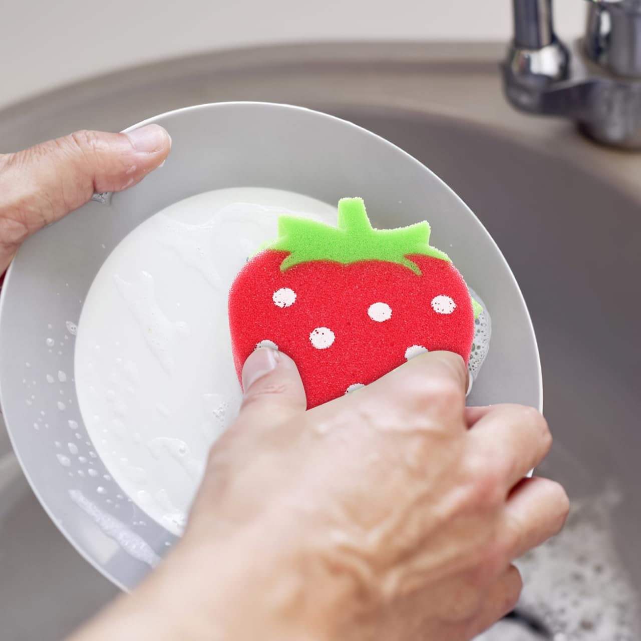 GLEAVI Fruit Shaped Dish Sponge Cartoon Scrub Sponge for Kitchen Cleaning with Strong Water Absorption and Gentle Care 5.5X4.3X1.2 Inch - Image 2