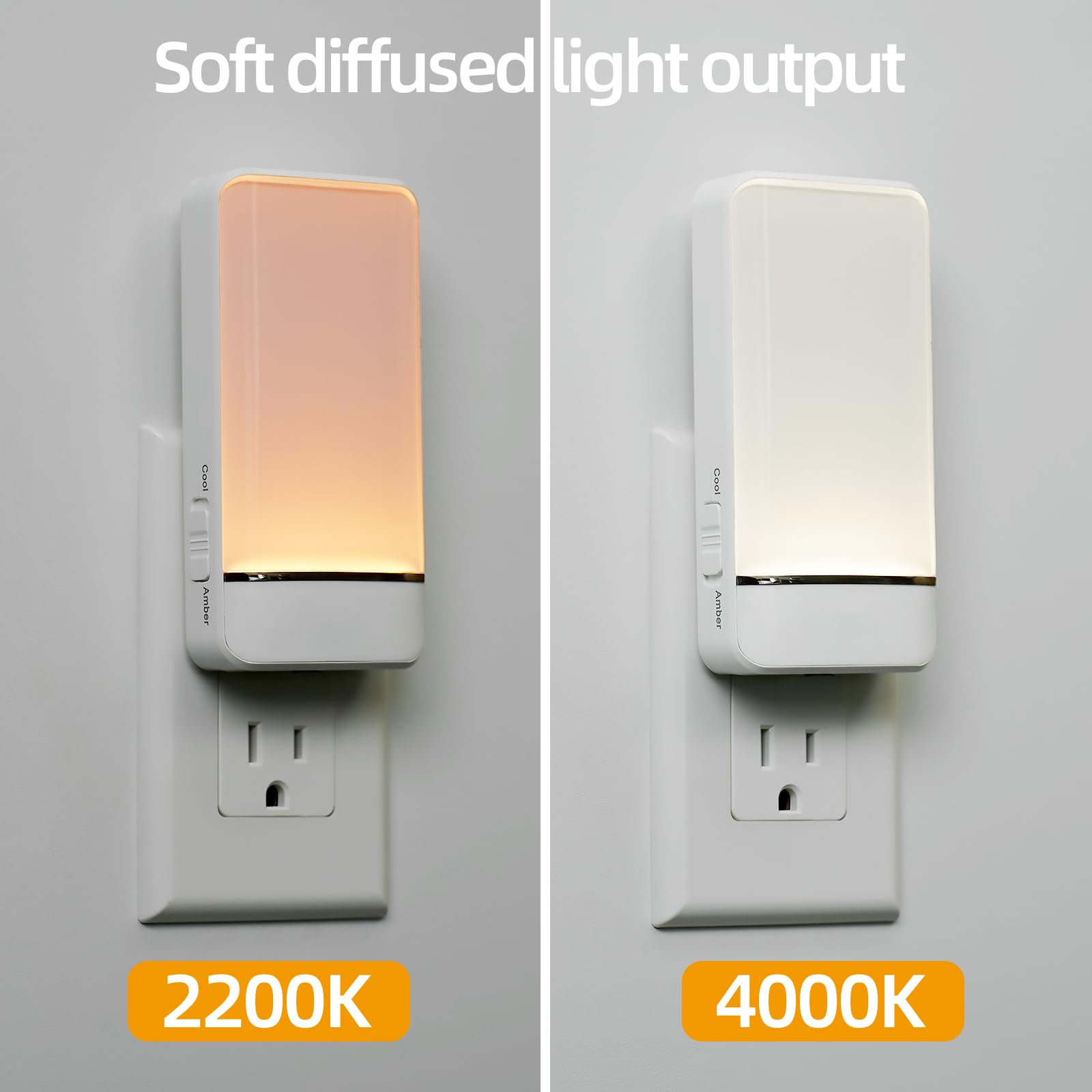 Dawnrise Luci notturne da collegare alla parete, luce notturna invisibile con sensore di movimento, luce bianca calda o fredda selezionabile, luminosità regolabile, luci notturne a LED per camera da