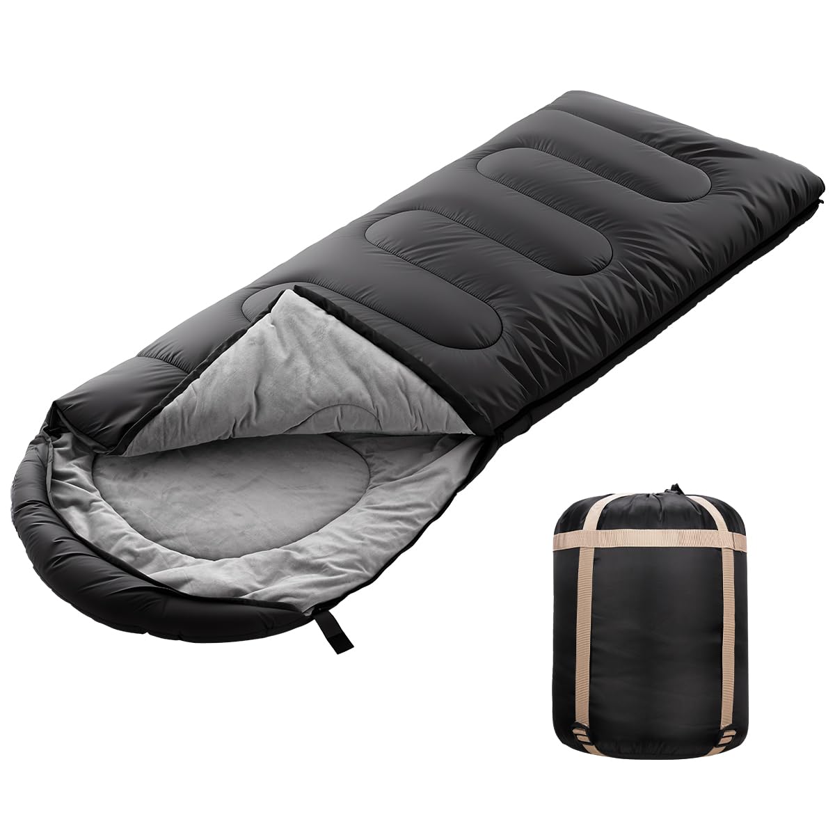 SOULOUT Schlafsack Winter Jahreszeiten, Wasserdicht, Leicht, 220 x 83 cm, für Camping und Outdoor (Dunkelgrau -10 bis 10 °C)