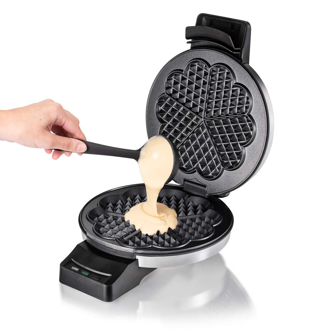 Cloer 1898 Waffeleisen Professional, zuckerresistente Doppelbeschichtung, für gewerblichen Betrieb geeignet, große Herzwaffel 16,5 cm Ø, 950 W