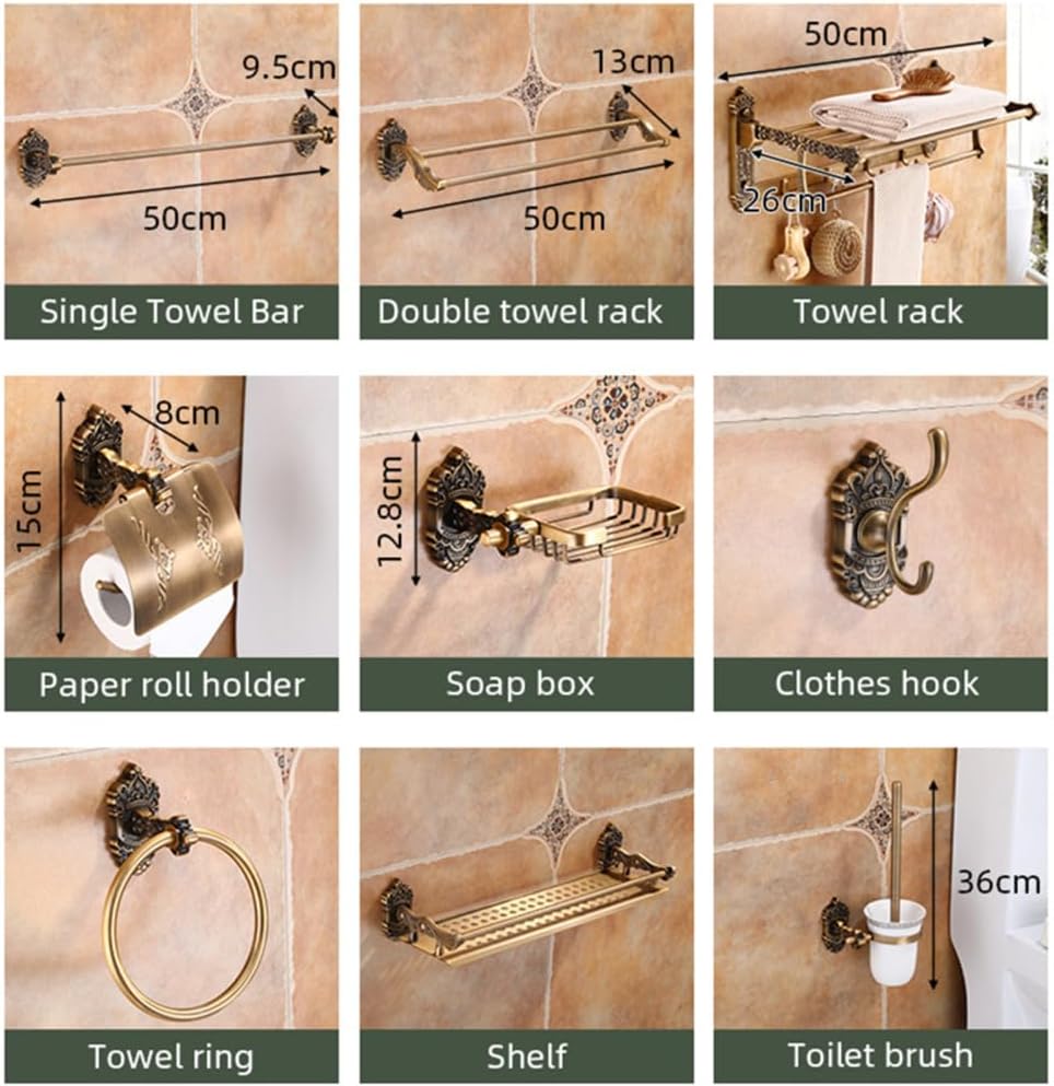Brass Collection Carved Paper Holder Bathroom Accessories Antique Bathroom Wall Mounted Brass Bathroom Hardware Set,Paper Holder (Towel Ring)
