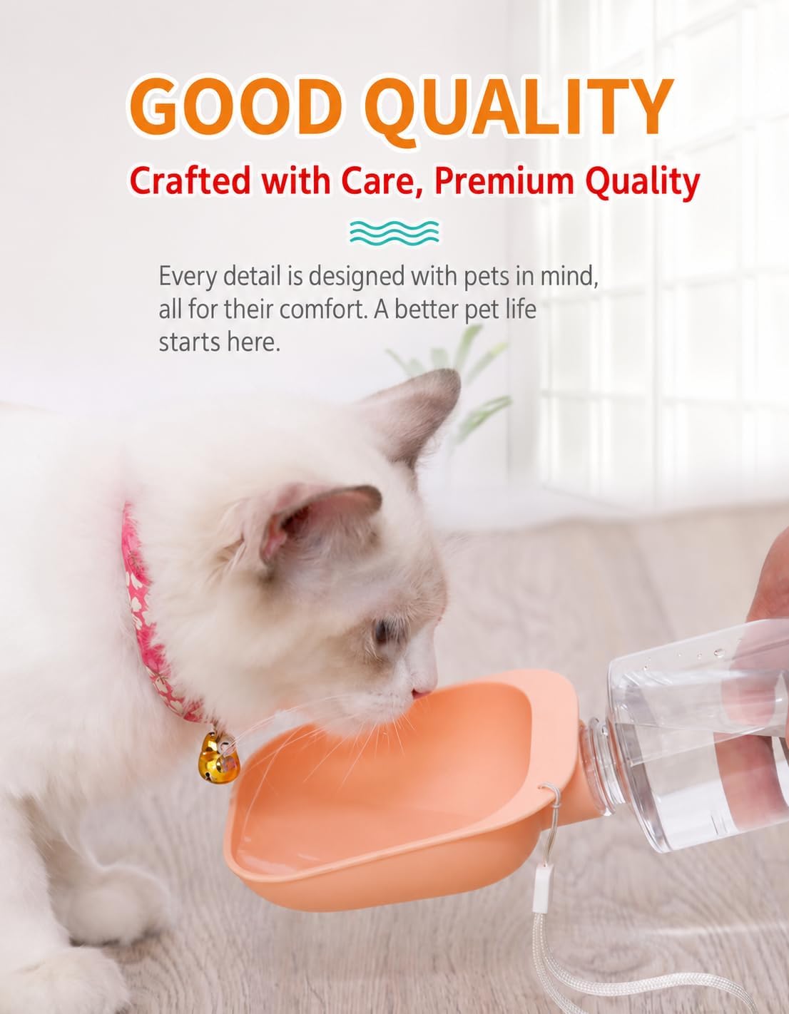 Portable Pet Travel Water Bowl, Bottle-Attachable Drinking Cup with Carry Strap, Compact Outdoor Hydration Solution for Walks, Hiking, Road Trips and Daily Adventures (Blue)