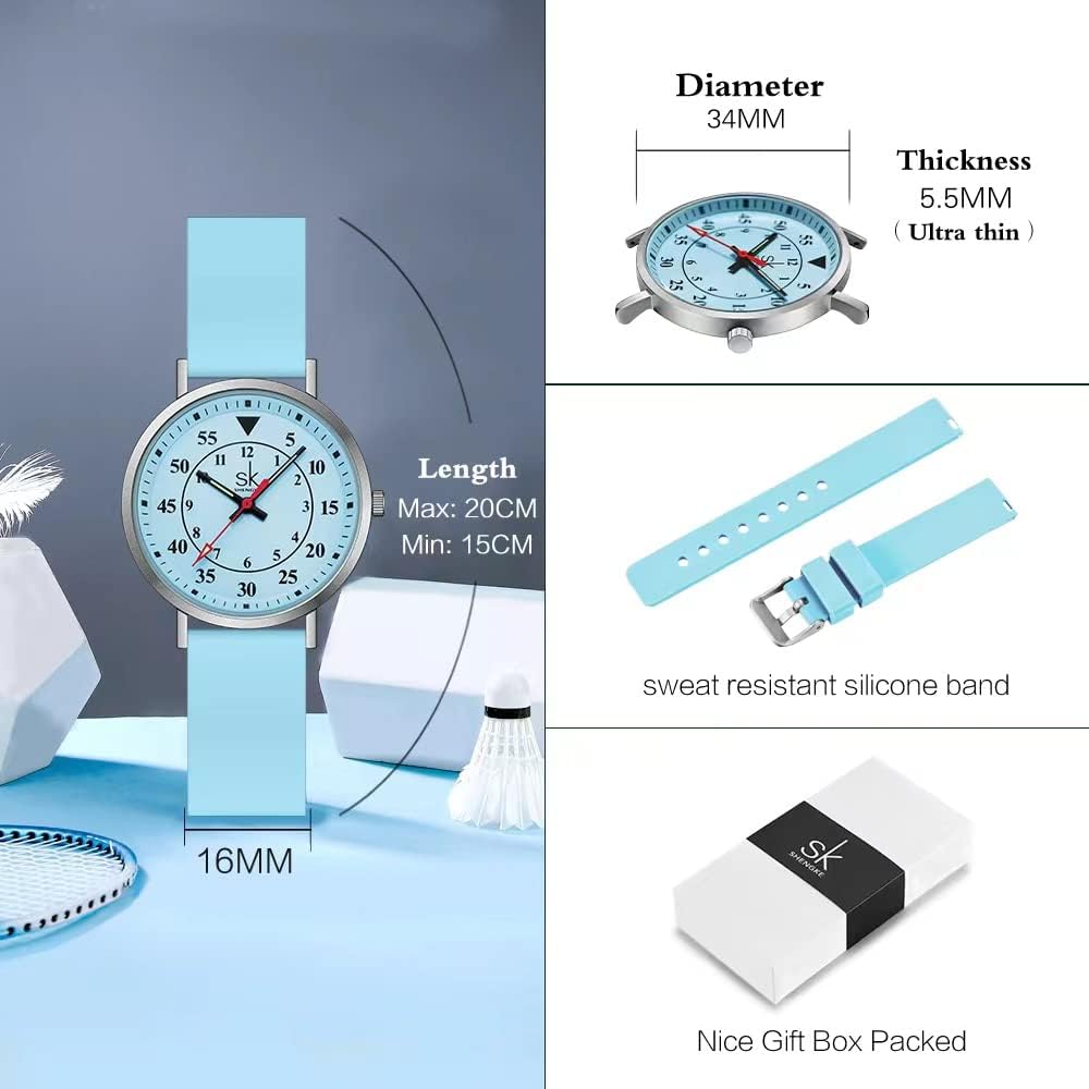 SHENGKE Casual Fashion Women Sport Watch Sweat Resistant Students Watch with Easy Read Dial and Silicone Band,Water Resistant