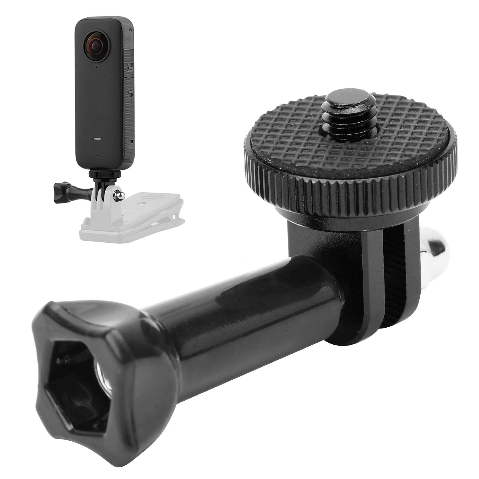 eWINNER Aluminum Alloy Camera Bracket Mount Adapter Extension Arm for Insta360 X5 X4 ONE X3 X2 X R RS Ace Pro2/for DJI Osmo Action 5 Pro 4 3 2 Pocket 3 /for GoPro Hero 13 12 Max Cameras (Black)