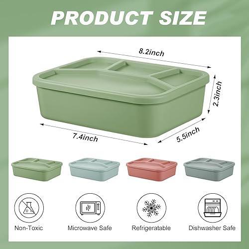 Miniatura 2 de Ziliny 4 cajas Bento de silicona reutilizables, a prueba de fugas, lonchera rectangular para adultos, escuela, trabajo, viajes, almacenamiento de