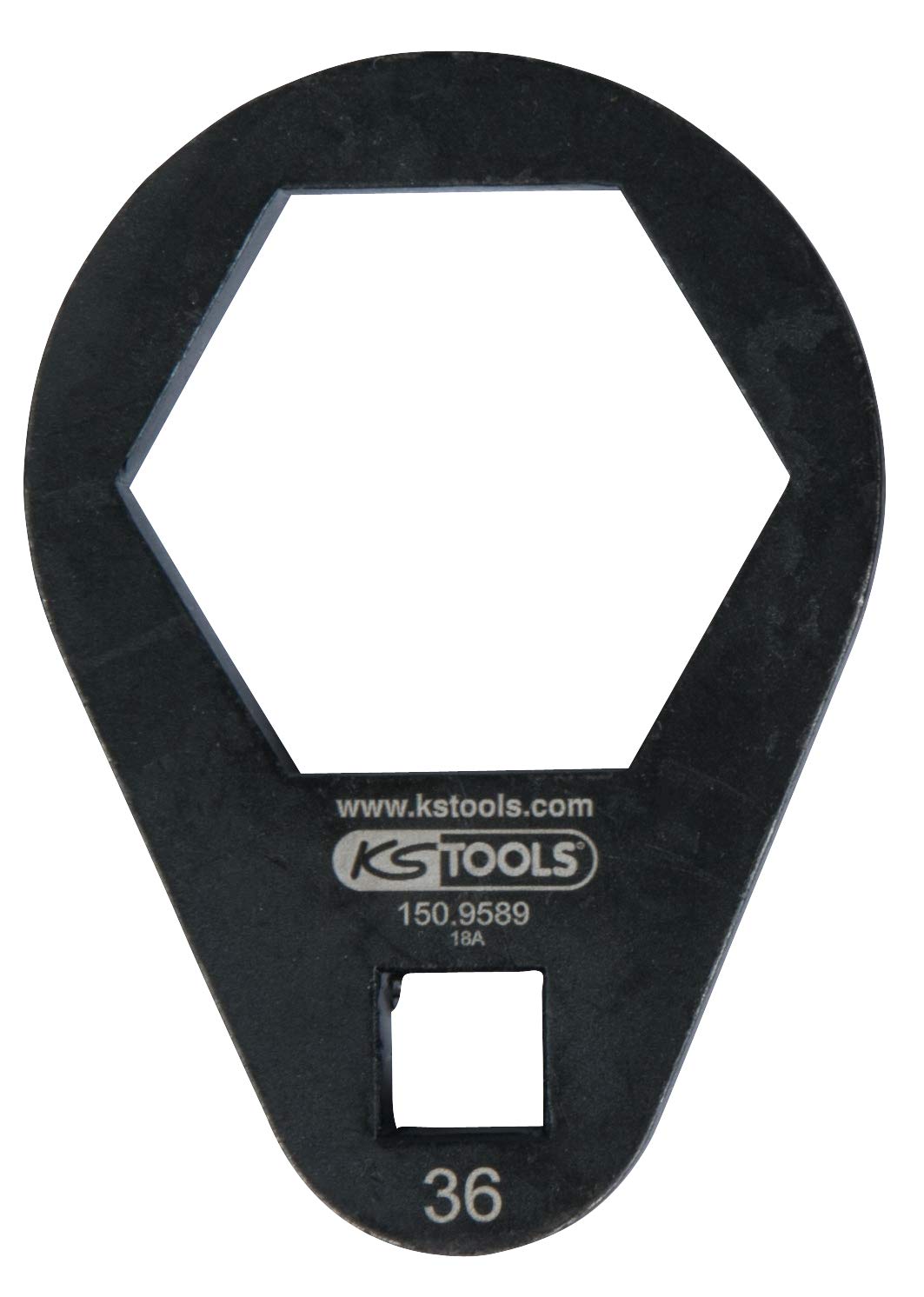 KS Tools 150.9589 3/8 Inch Socket Ring Spanner Extra Flat 36 mm, Black