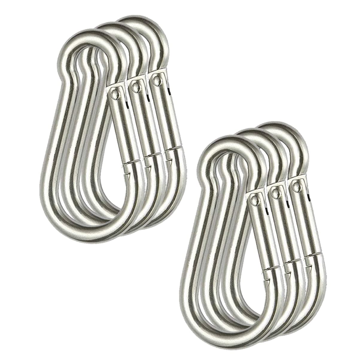 MYUYONG 6 PCS 304 Stainless Steel Carabiner Spring Snap Hook?Silver Quick Link Clip Keychain for Keys Swing Set Camping Fishing Hiking Traveling (4 Inch)