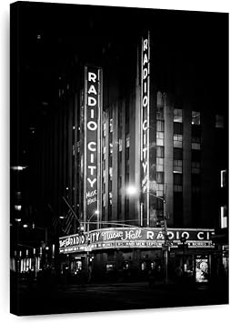 ElephantStock - Radio City Music Hall Wall Art - Vertical Canvas Wall Art - Living Room Wall Decor - Photography New York City Canvas Art - Black And Gray Decor by Philippe Hugonnard - 26" x 39"