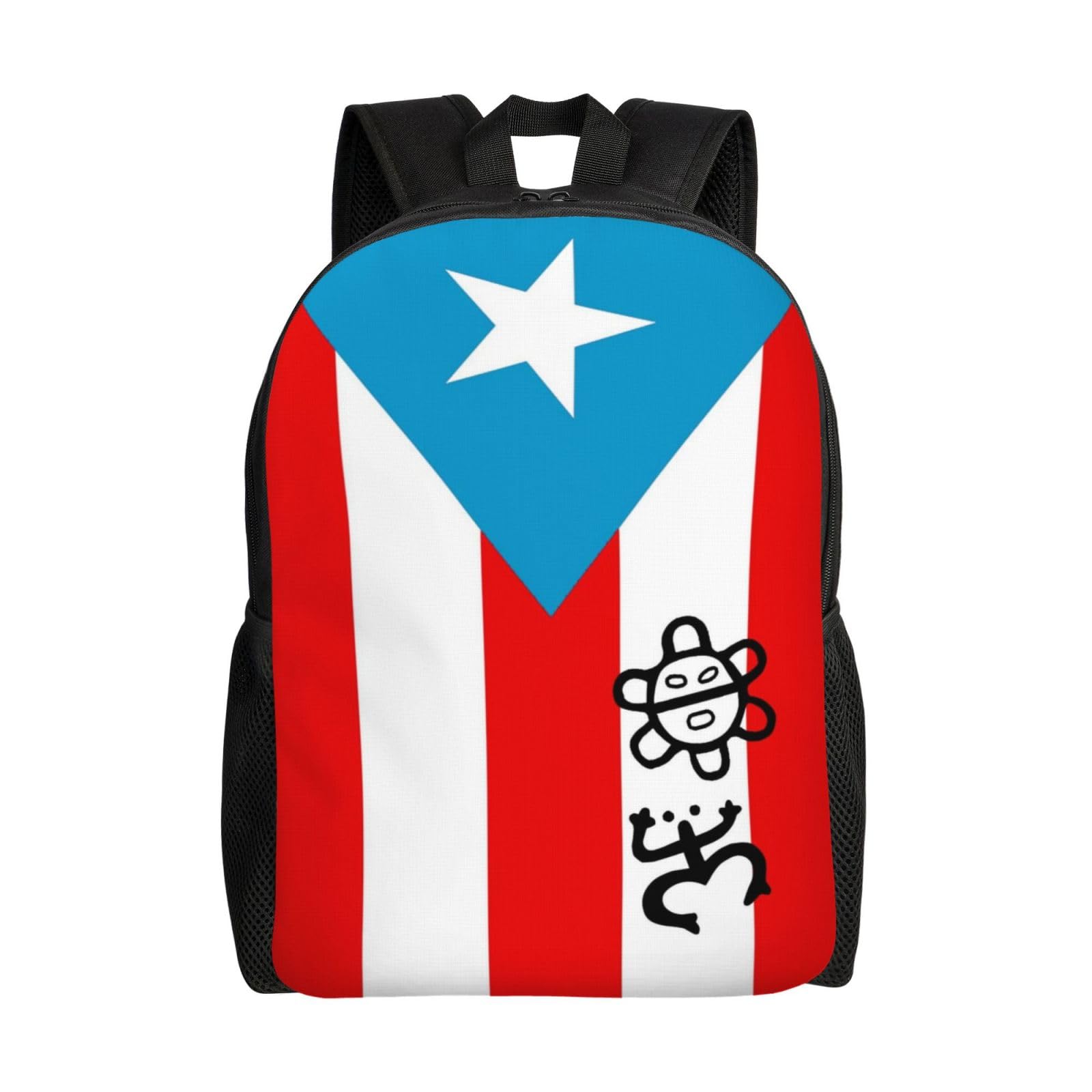 GTEVUTS Puerto Rico Classic Taino Backpack for Men Women - Puerto Rico Gifts-Patriotic Chic Laptop Black Shoulder Bag Travel Camping Work Outdoor