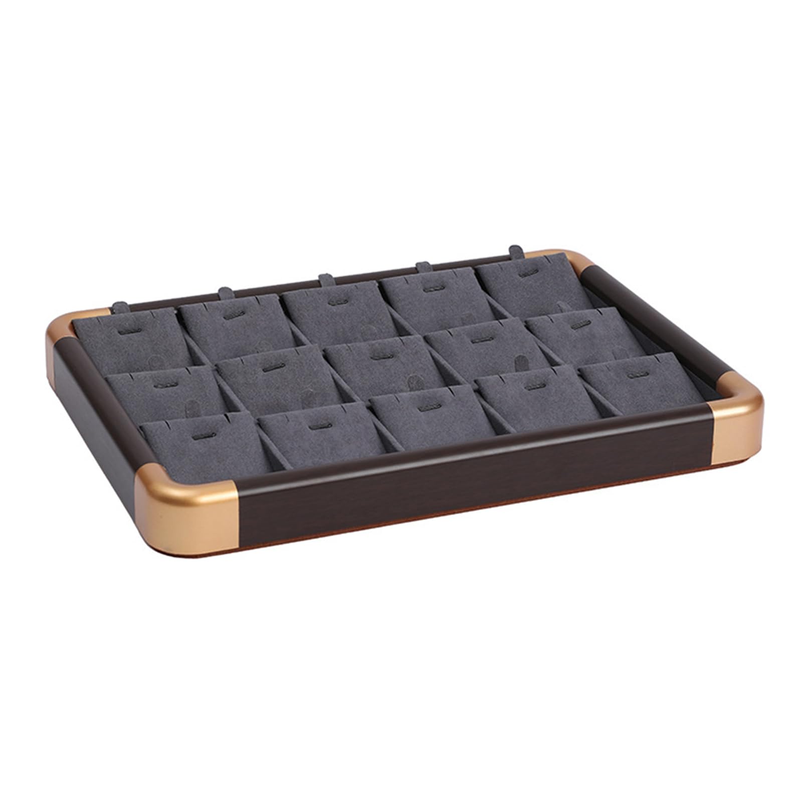 Msioytog Necklace Gray Velvets Lined Jewelry Storage Solution Wood Display Tray For Rings And Bracelets Accessories Presentation Stand Attractive Jewelry Presentation