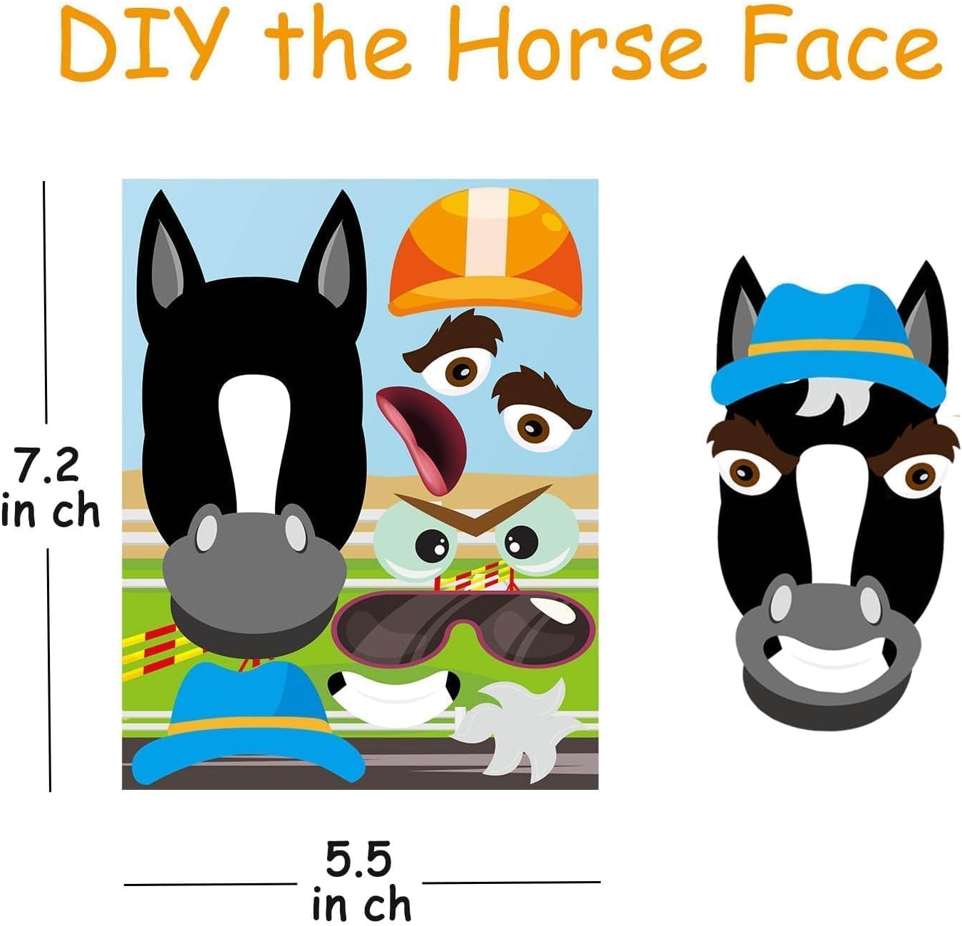 ANGOLIO Derby Horse Face Stickers - 36P Make a Derby Day Horse Stickers Run for the Roses Racing Waterproof Vinyl Decals Party DIY Craft Game Activity for Women Men Adult Race Game Birthday Classroom