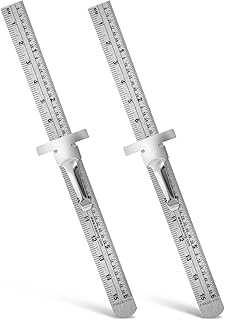 2 Pcs Slide Ruler for Mathematics 6 Inch Flexible Precision Stainless Steel Rulers Reseller Rulers with Detachable Clips Machinist Ruler Pocket Metric for Engineering, School, Office