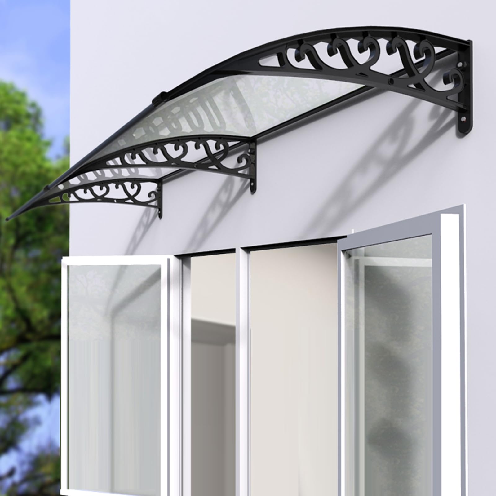 Auvent de porte en polycarbonate résistant aux UV et abri de fenêtre