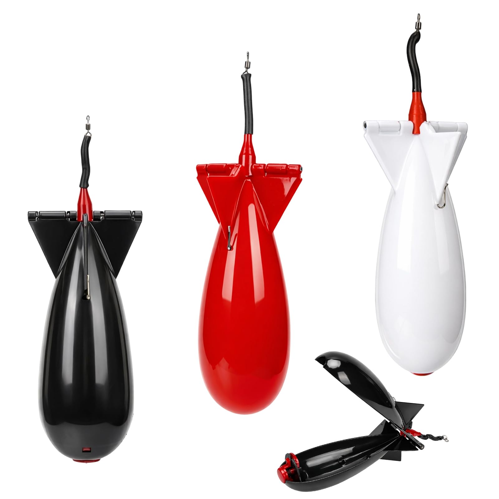 KxrTpx Carp Fishing Spomb Feeder Fishing, Three Bait Containers for Carp Fishing Tackle, Carp Bait Dispensing Solution, Fishing Tackle Accessories with 11 Cm by 5.2 Cm Dimensions