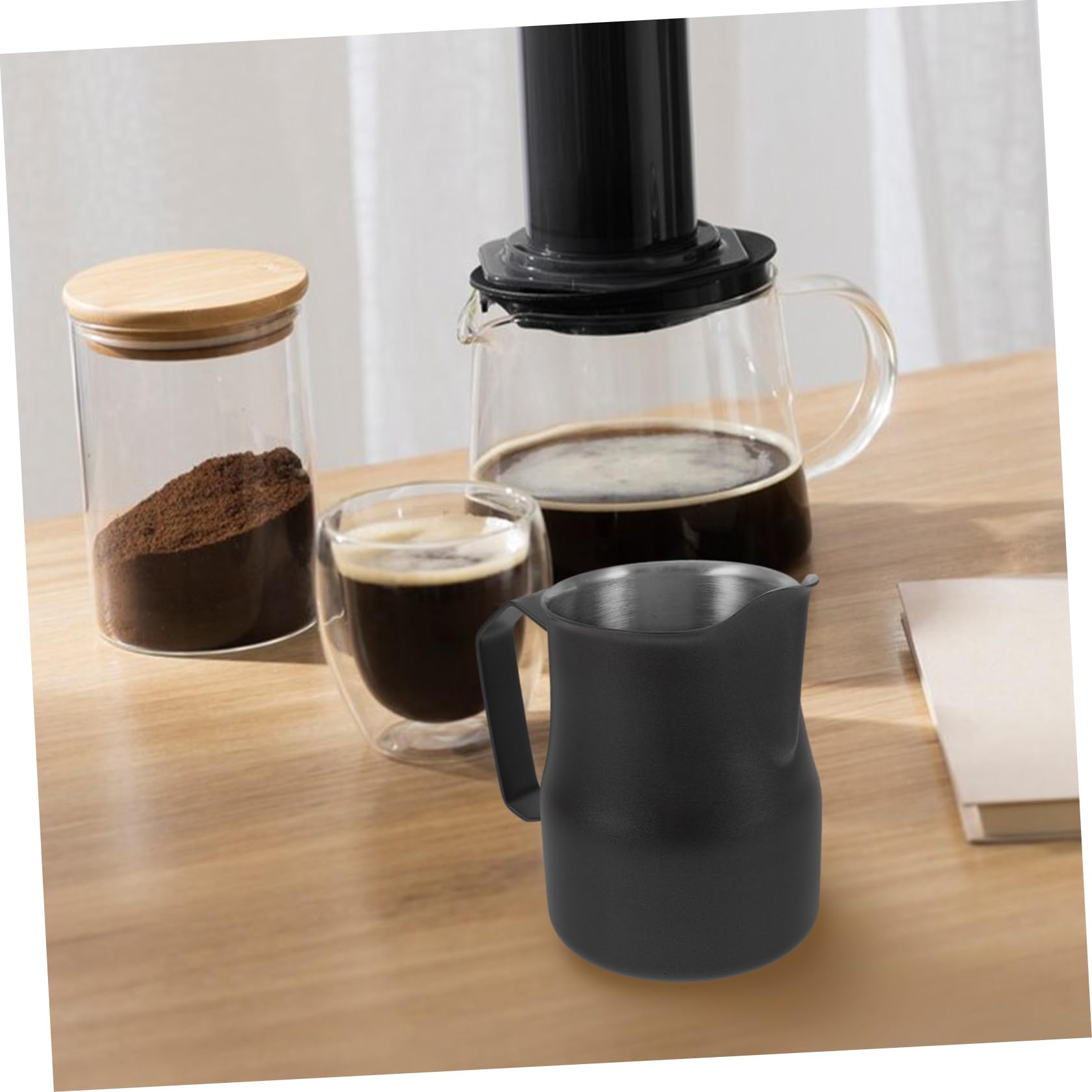 Artibetter 3piezas Jarra De Espuma De Leche Inoxidable Para Café Espresso Pitcher Para Latte Art Diseño Texturizado Utensilio De Para Cafeterías y
