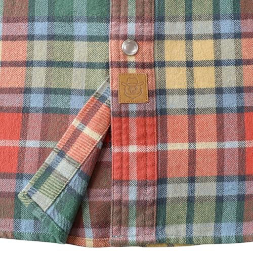 Dubinik® Flannel Shirt for Men Western Mens Pearl Snap Shirts Long Sleeve Casual Cozy Vintage Cowboy Plaid Soft Pure Cotton4