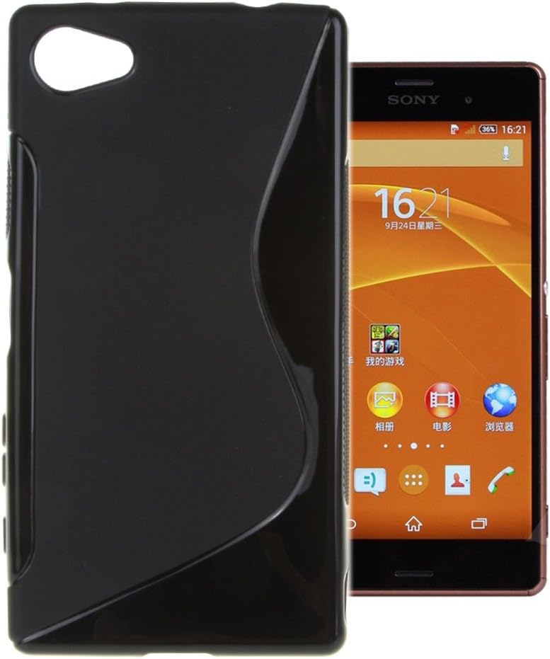 For Sony Xperia Z5 Compact Case , ivencase Silicone Cover Sline Design Ultra Slim Flexible TPU Fit for Sony Xperia Z5 Compact 4.6" Black + One "ivencase " Anti-dust Plug Stopper