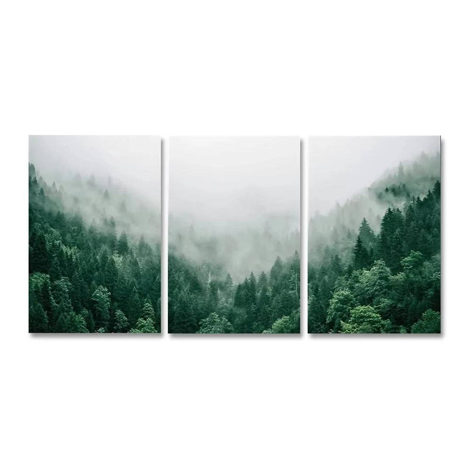 Baibexing Abstract Natural Mountain Green Forest Canvas Painting Posters Prints Wall Art For Living Room Home Decor 40X60Cmx3Pcs Unframed