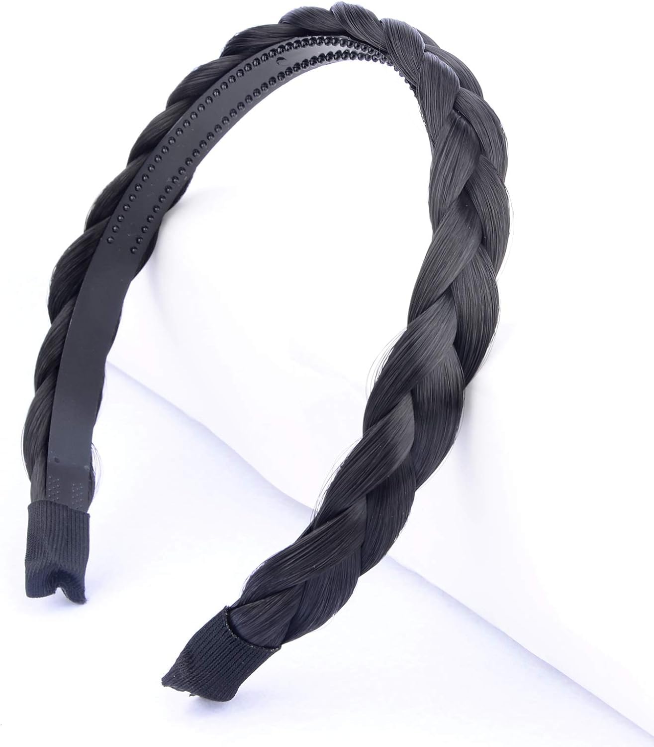 DAZZ LOOK® 02 PCS Headband Synthetic Hair Plaited Headband Braid Braided With Teeth Hair Band Accessories for Women Girl Wide 0.6 Inch (Black) 4 61XC3Pf3 uL. SL1500
