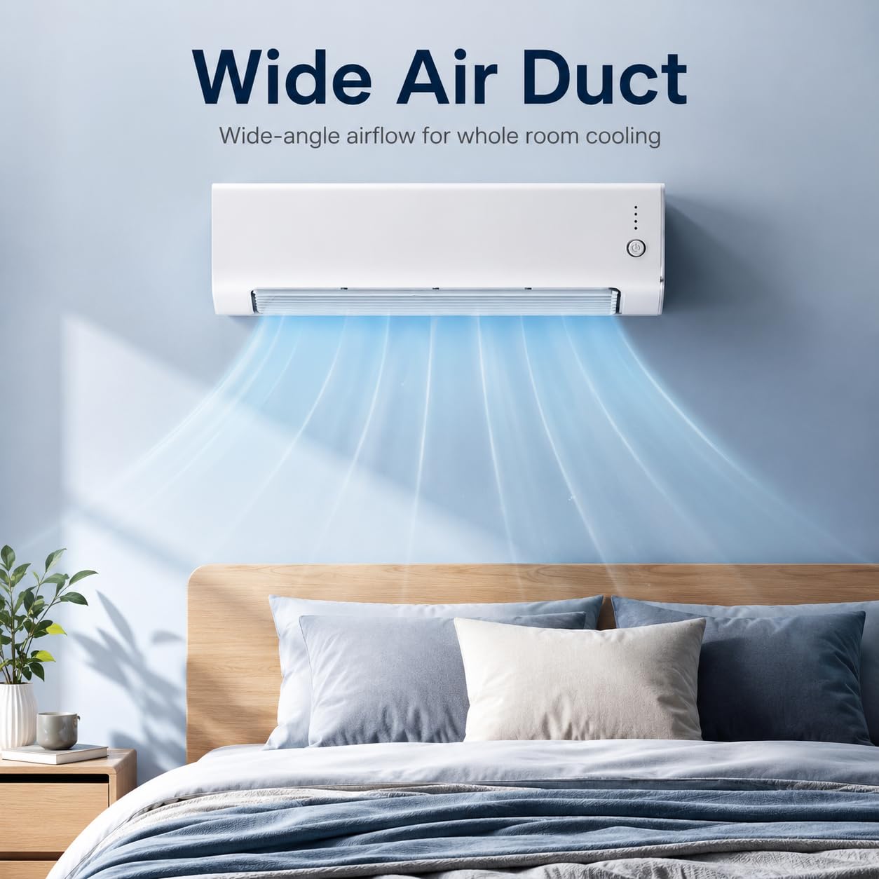 Aire acondicionado portátil con control remoto inalámbrico, 3 velocidades, salida de aire larga para habitación, dormitorio, oficina