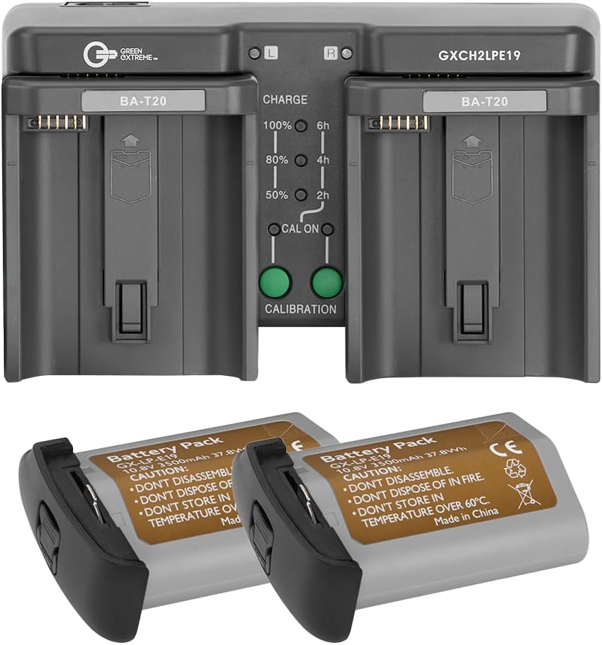 2X LP-E19 37.8Wh 10.8V 3500mAh Camera Battery and Dual Charger Kit