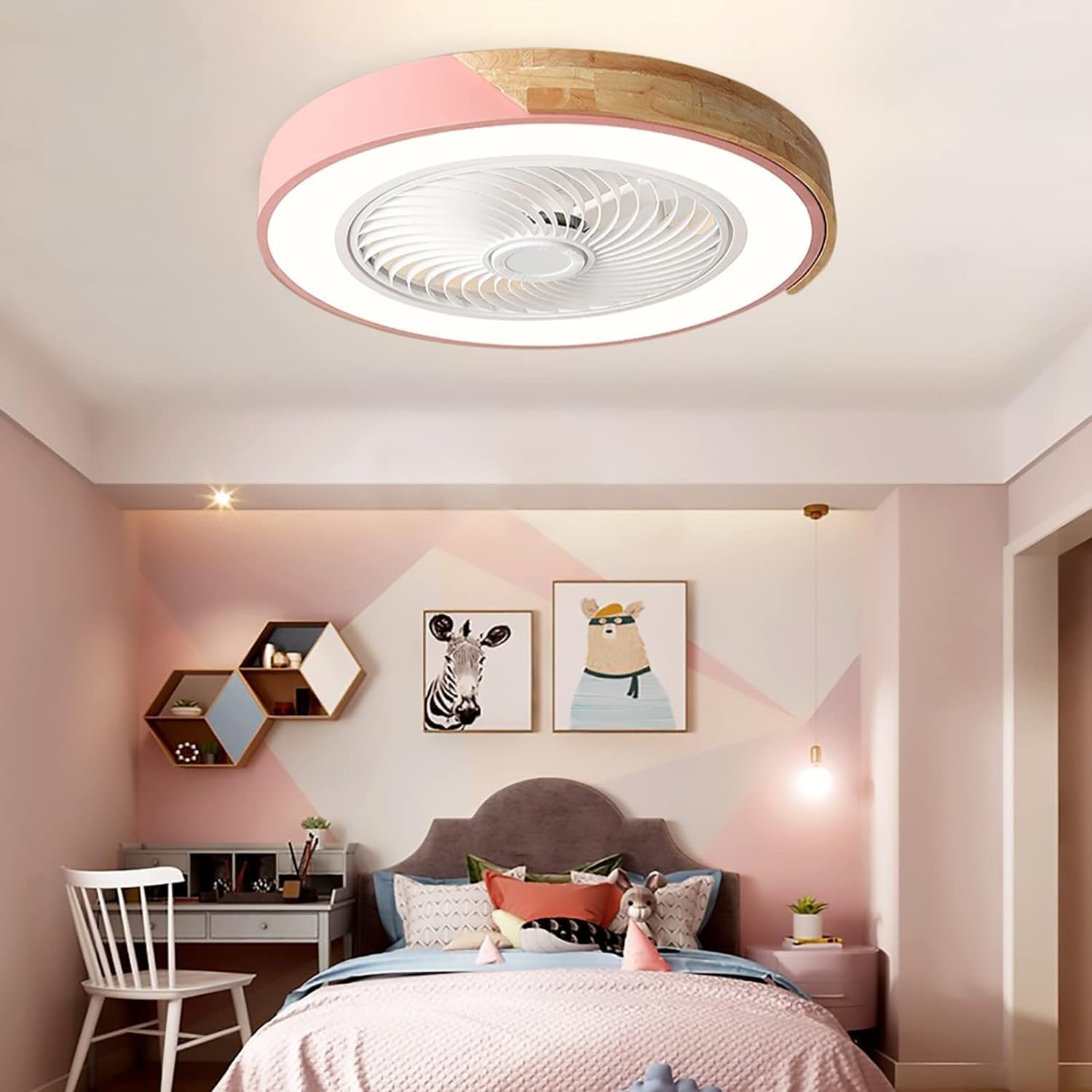HXYSXHJUO Ceiling Fan Light with Remote Control, Dimmable and Mute Operation, 6-Speed Recessed Design for Bedroom Restaurant Use
