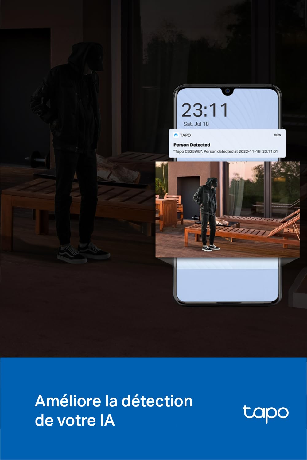 Tapo C325WB Caméra de Surveillance WiFi extérieure 2K, Vision Nocturne ColorPro, Objectif à Super Ouverture, détection IA, détection de Mouvement, IP66, Notification d'alarme, Audio bidirectionnel