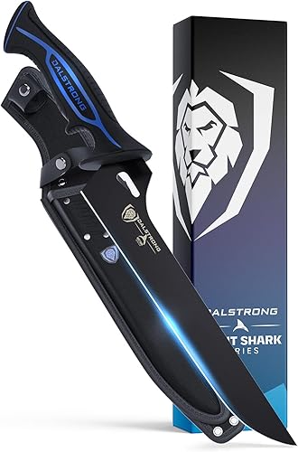 Dalstrong Cuchillo de filete para cortar y tallar  10 pulgadas  Night Shark Series-7CR17MOV  Cuchillo de filete recubierto de titanio de acero de