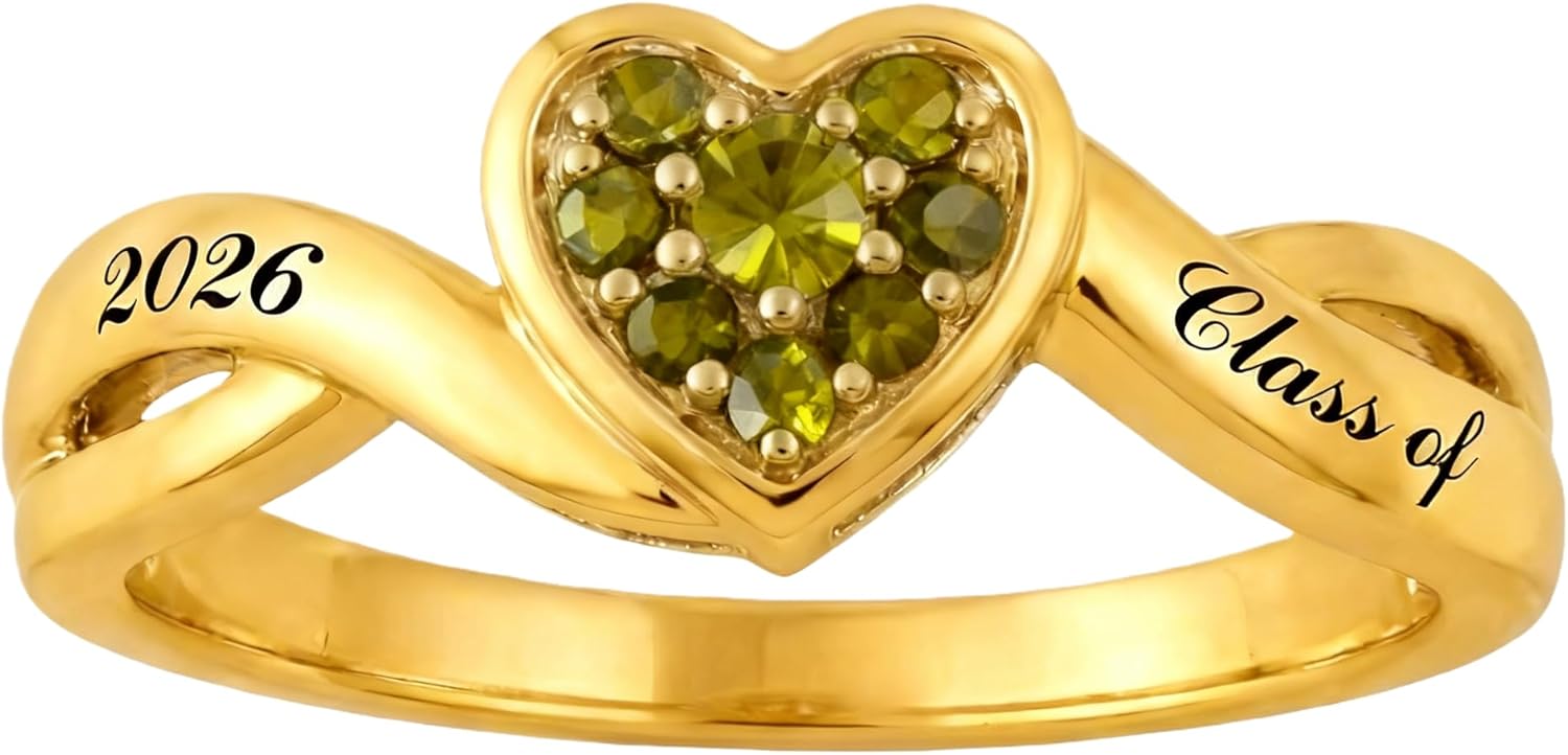 Class Ring for Women High School, 925 Sterling Silver College Graduation Rings, Personalized Women's Birthstone Ring, Senior Class of 2026 Rings Jewelry Gift Customizable