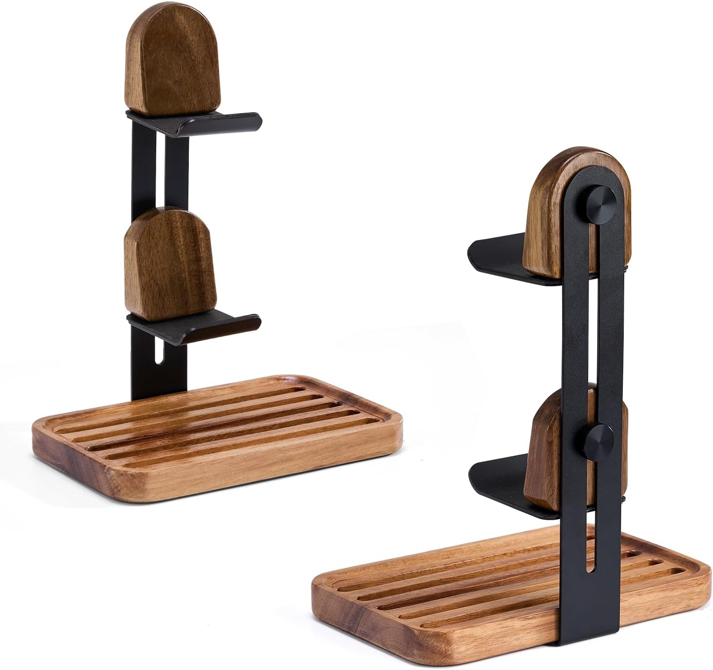 Wooden Game Controller Stand, 2-in-1, Black | Adjustable 2 Tiers, For PS/Xbox/Switch/Nintendo, Dual Tiers for Desk, Solid Wood