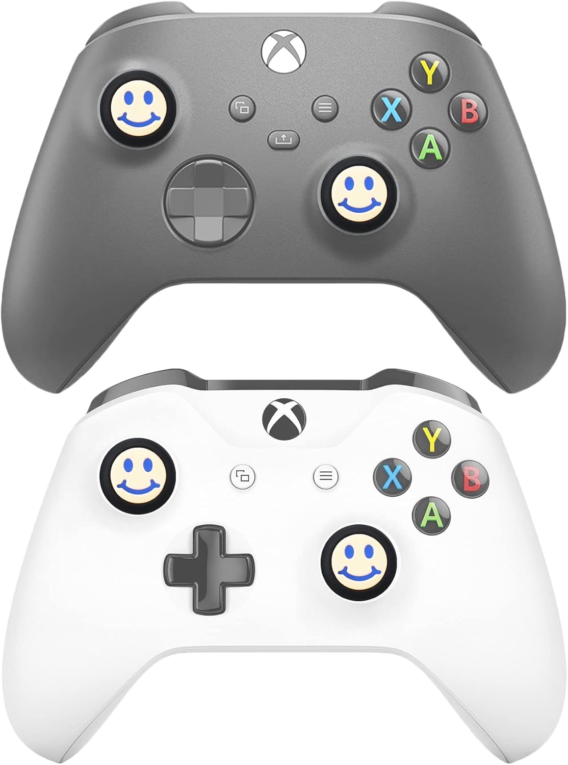 Performance Joystick Analog Stick Thumb Grips Set of 6 Compatible with PS5, PS4, Xbox Series X/S Xbox One, Switch Pro Controller smileface Black & Blue