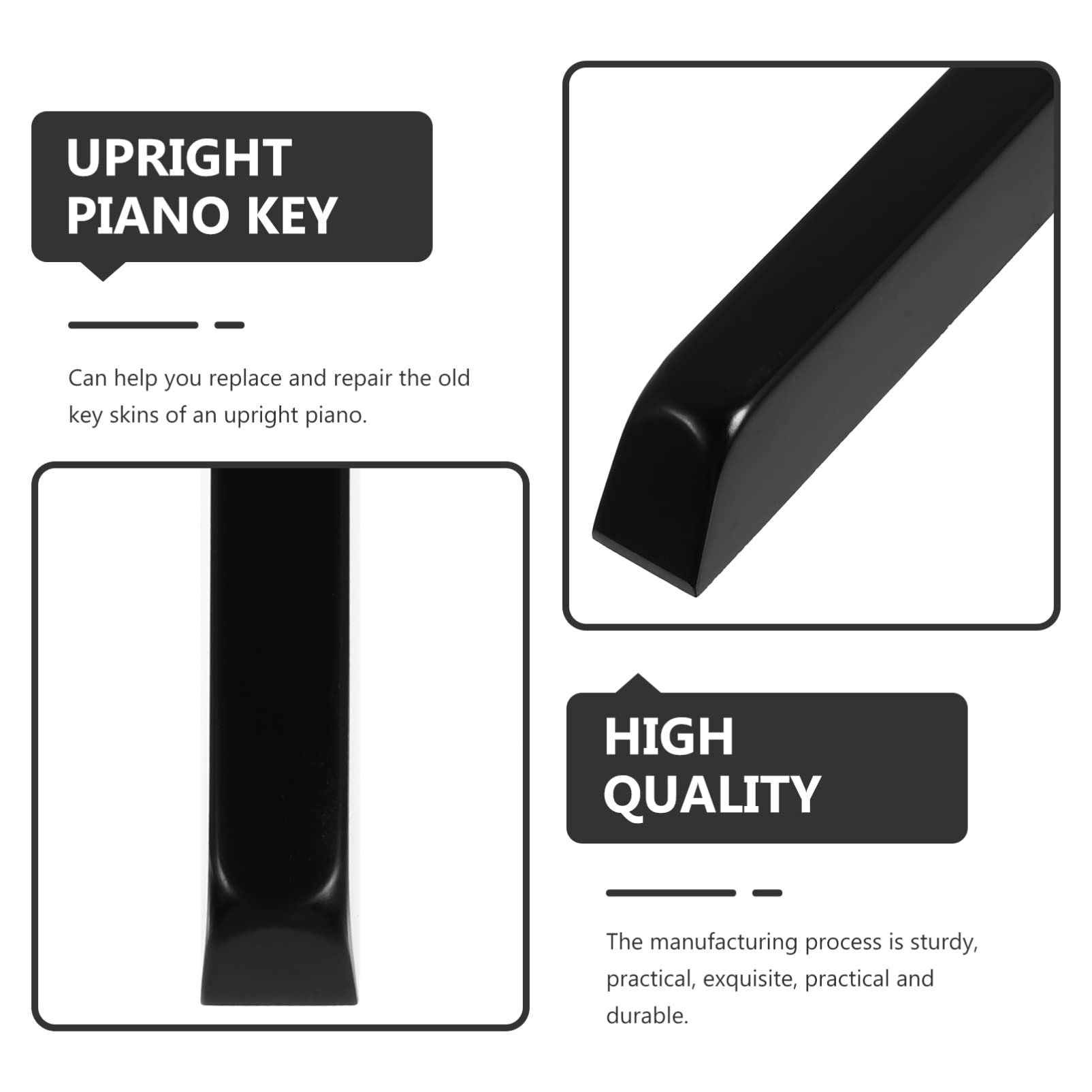 Toyvian Akcesoria Fortepianowe 36 Skórki Klawiszy W Kolorze Fortepianowej Czerni Matowych Bakelitowych Małych Narzędzi Zaopatrzenie W Instrumenty Muzyczne