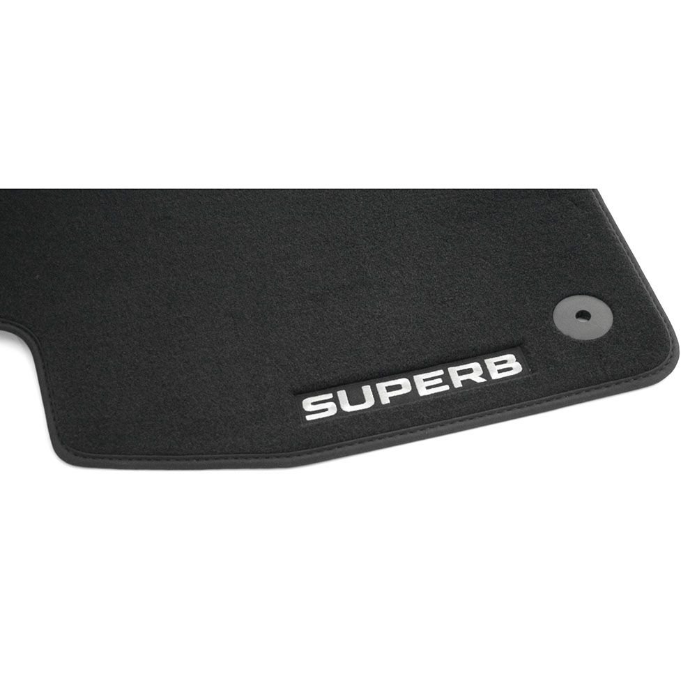 Skoda Superb III 3V1061404B - Juego de Alfombrillas Textiles estándar (3 V), Color Negro