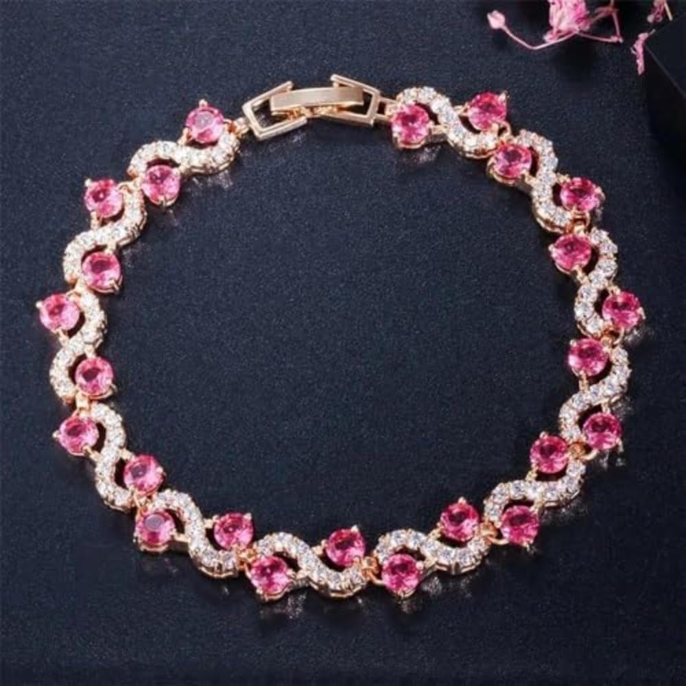 Colored zircon bracelet, anniversary,date gift for women