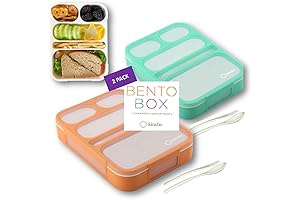 KINSHO Adult & Kids Bento Box with Leakproof 5 Compartment, Fork & Spoon