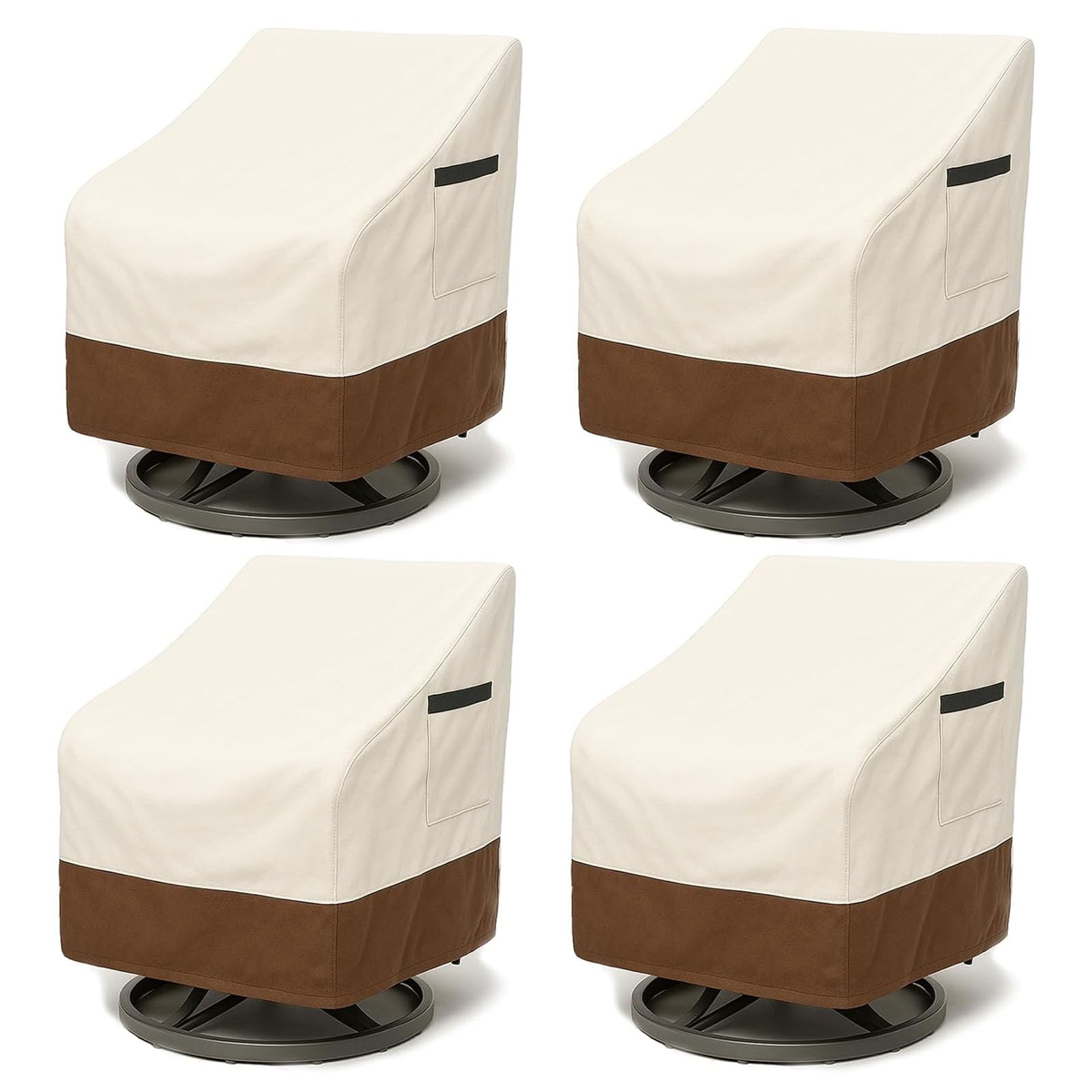 Outdoor Patio Chair Covers 4-Pack, Heavy Duty 600D Oxford Fabric, Weather Resistant Waterproof Furniture Protectors 35W x 37D x 36H inches, Beige and Brown