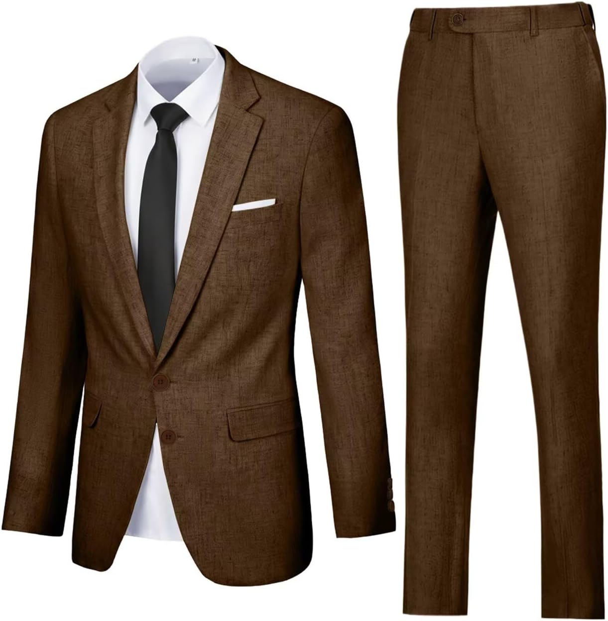Linen Mens 2 Pieces Suit Retro Casual Slim Fit Suits Linen Beach Prom Dress Tux Set Wedding Groom Men Jacket Blazer Pant