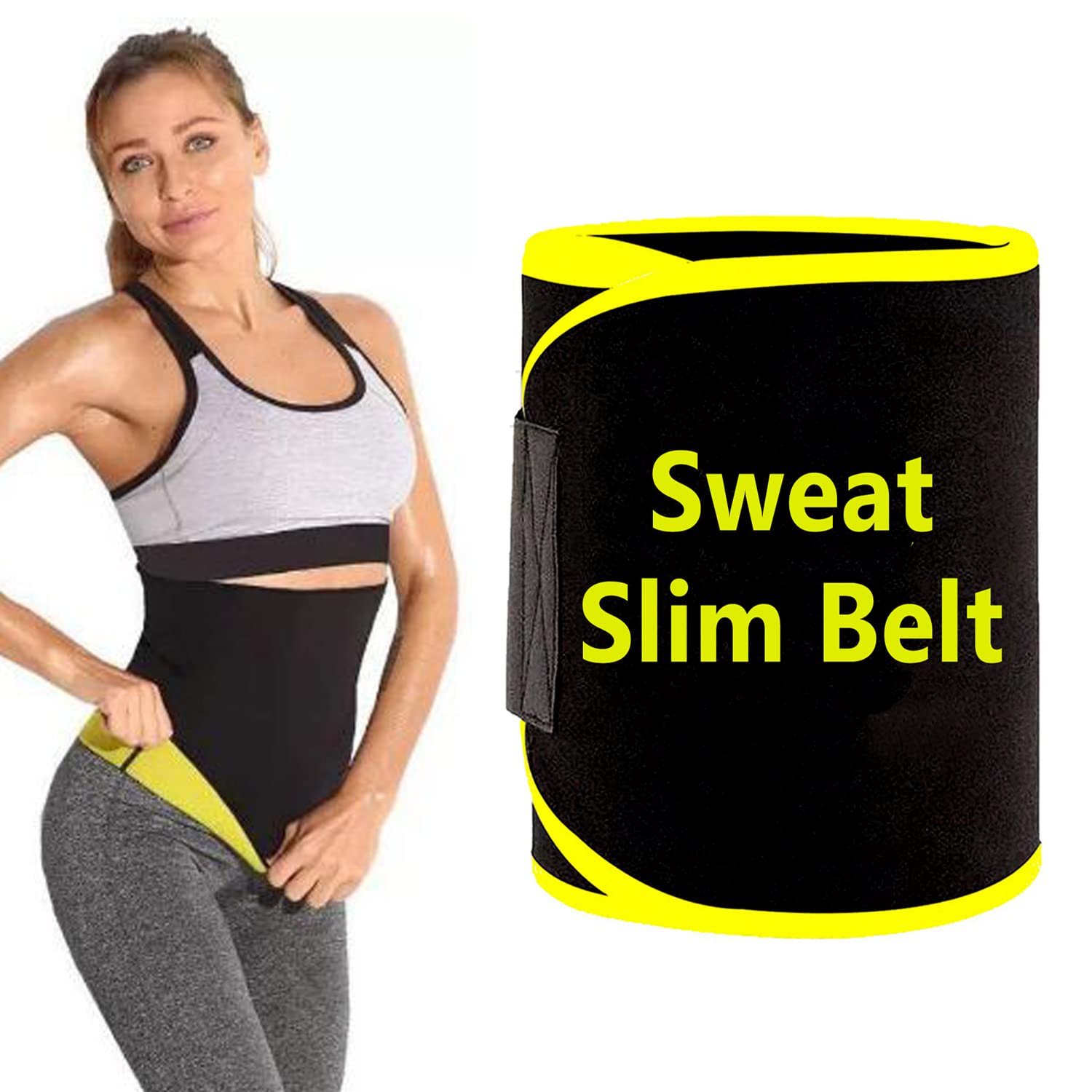 Slim Belt Weight Loss Hot Slimming Belt for Men, Women Belly Sweat Slim Belt Neoprene Fat Burning Sauna Waist Trainer Healthy Sweat, Weight Loss Free Size Black-image-48